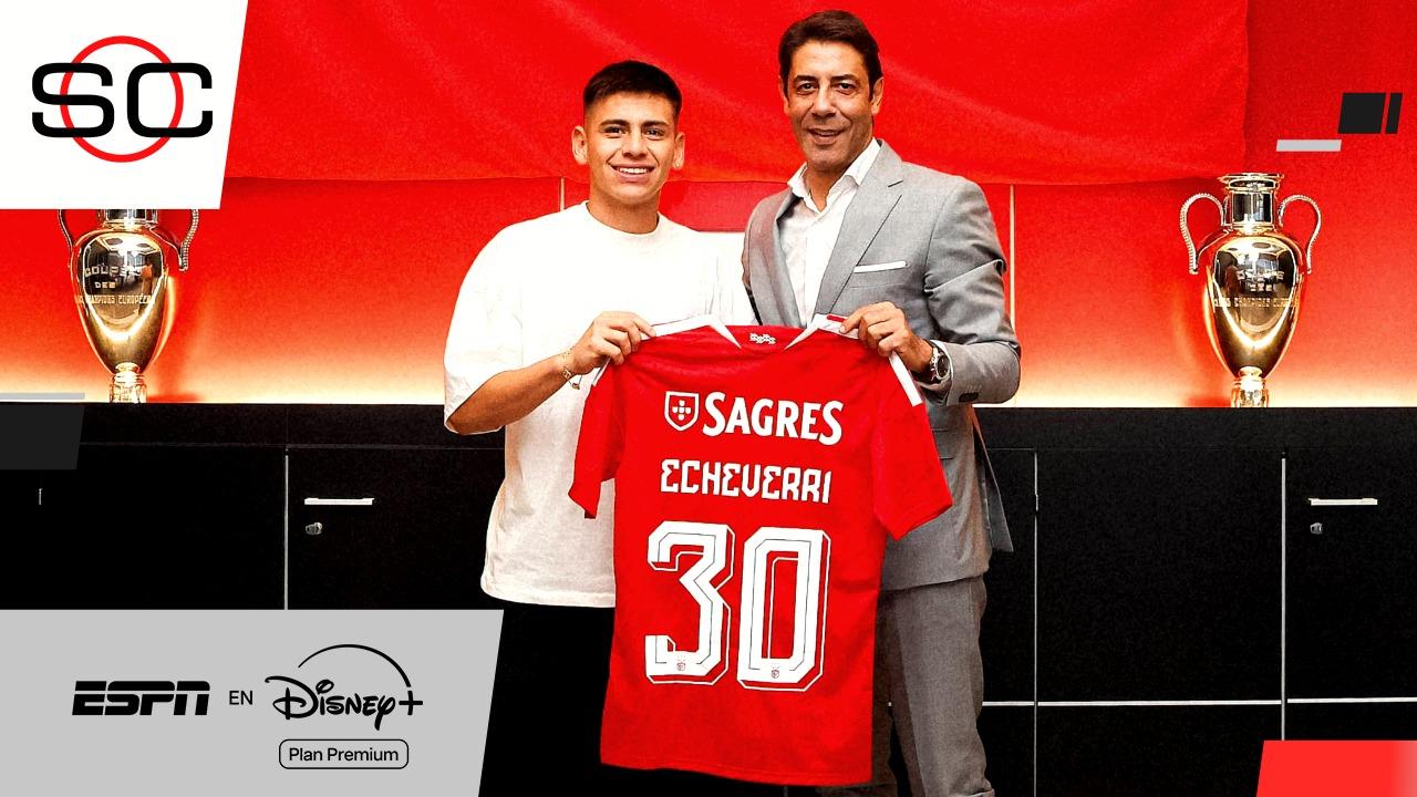 Echeverri en Benfica: "Usar la 30 de Otamendi es una gran responsabilidad"