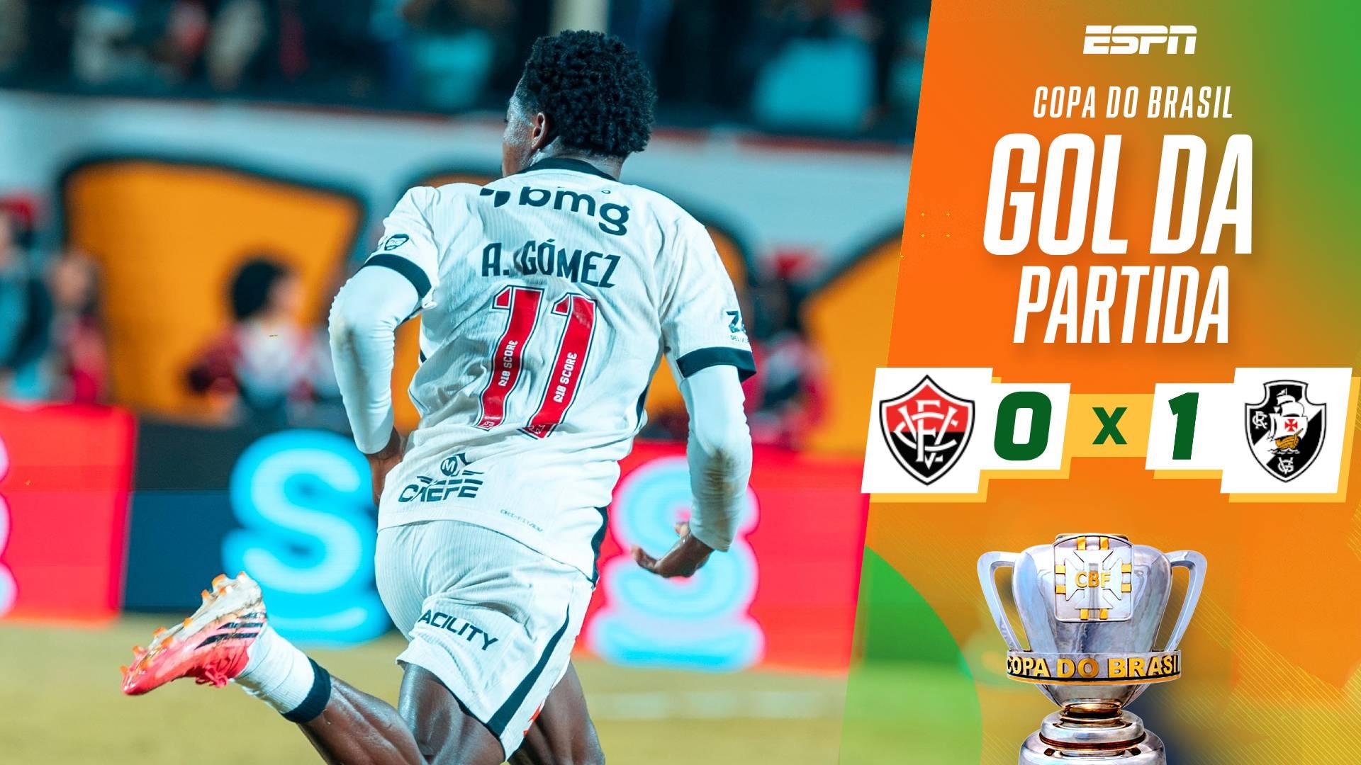 O gol de Andrés Gómez que decretou a classificação do Vasco sobre o Vitória na Copa do Brasil