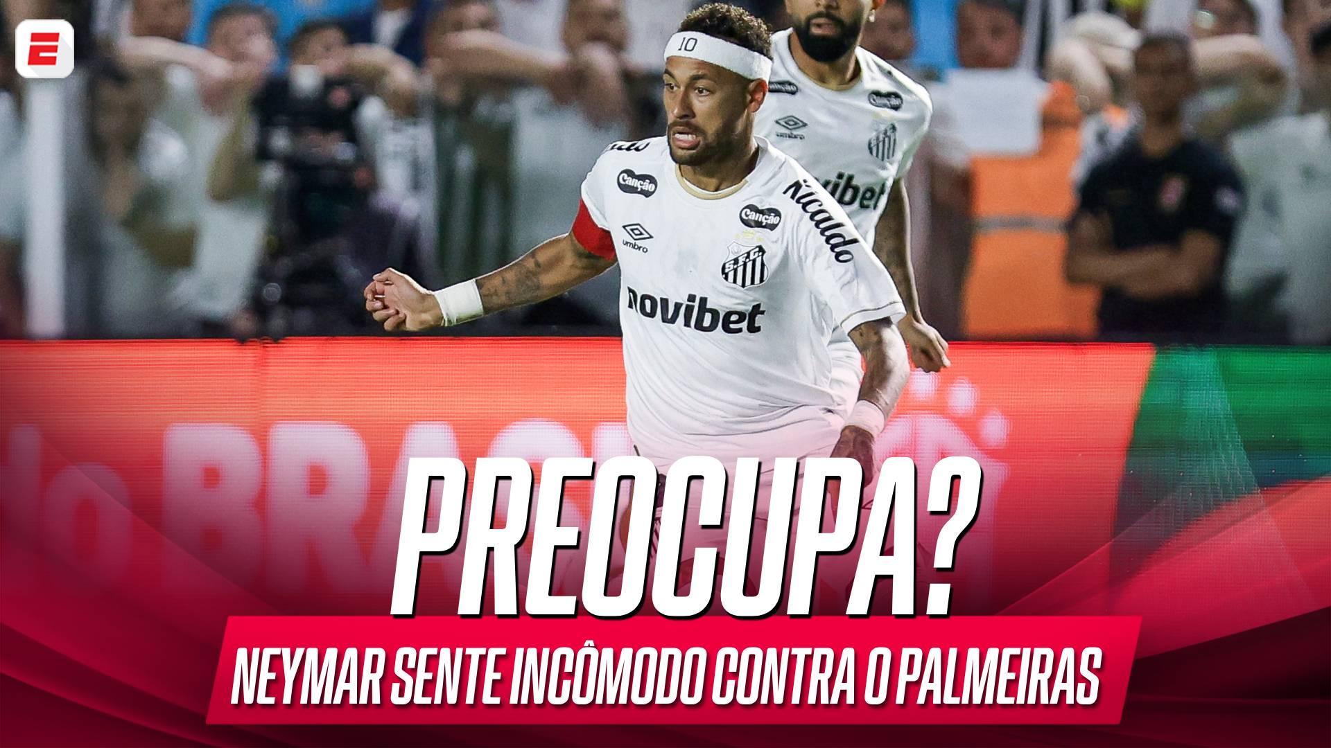 Neymar sente incômodo e não retorna para o 2º tempo contra o Palmeiras nas quartas da Copa do Brasil