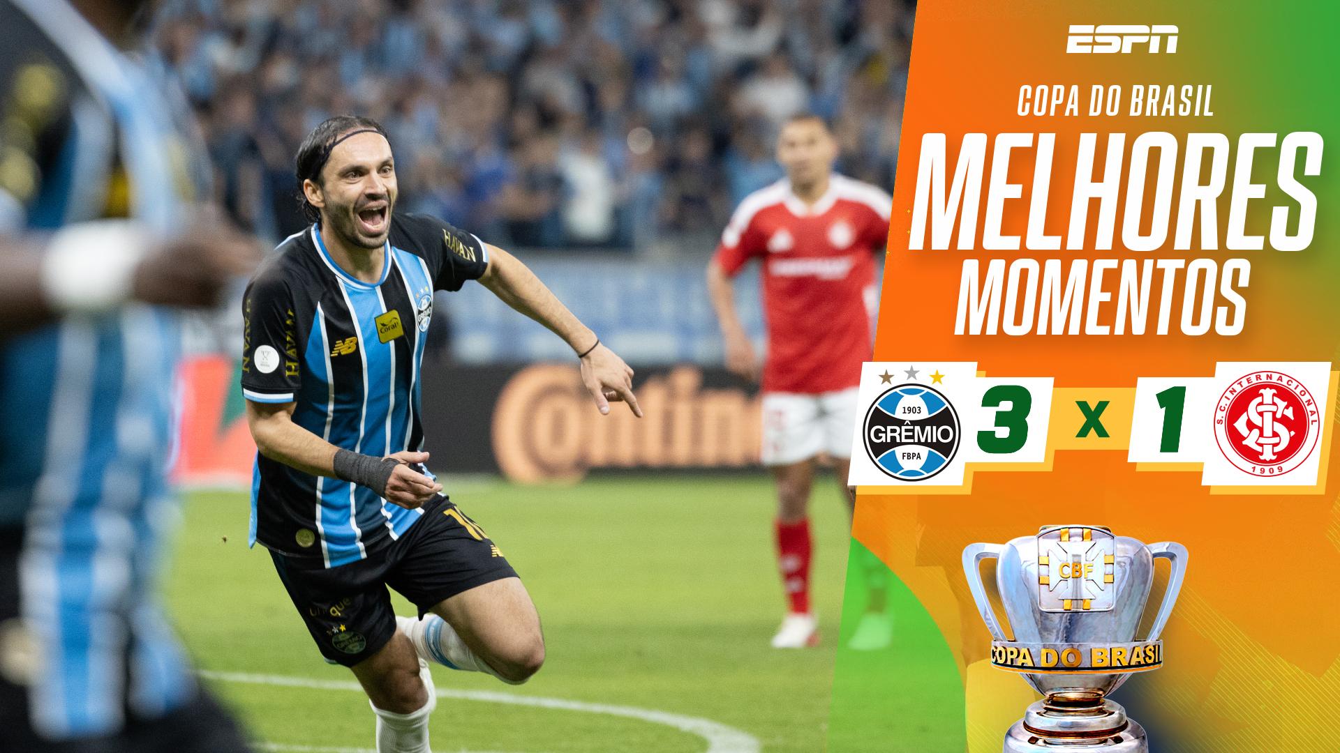 Grêmio faz 3 a 1 no Internacional e vai à semifinal da Copa do Brasil; VEJA os melhores momentos