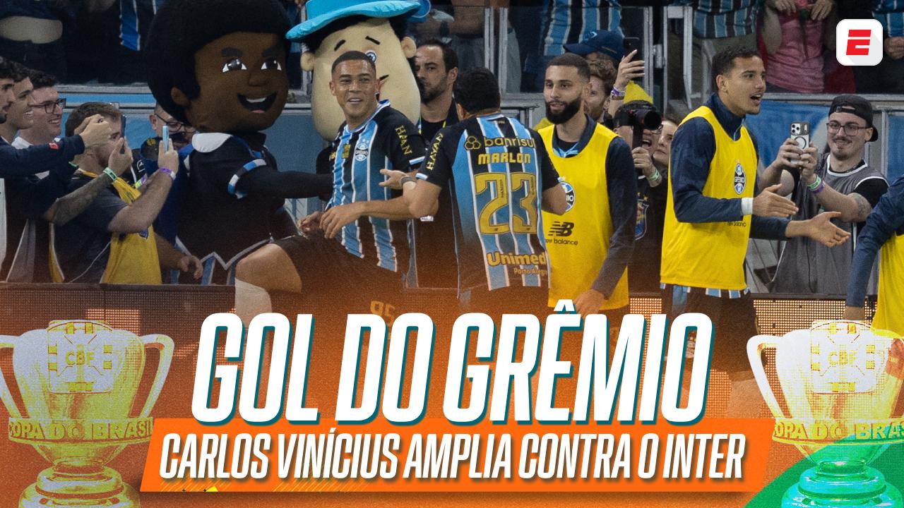 Belo gol do Grêmio! Após boa troca de passes, Amuzu encontra Carlos Vinícius na área para fazer ampliar o placar no GreNal