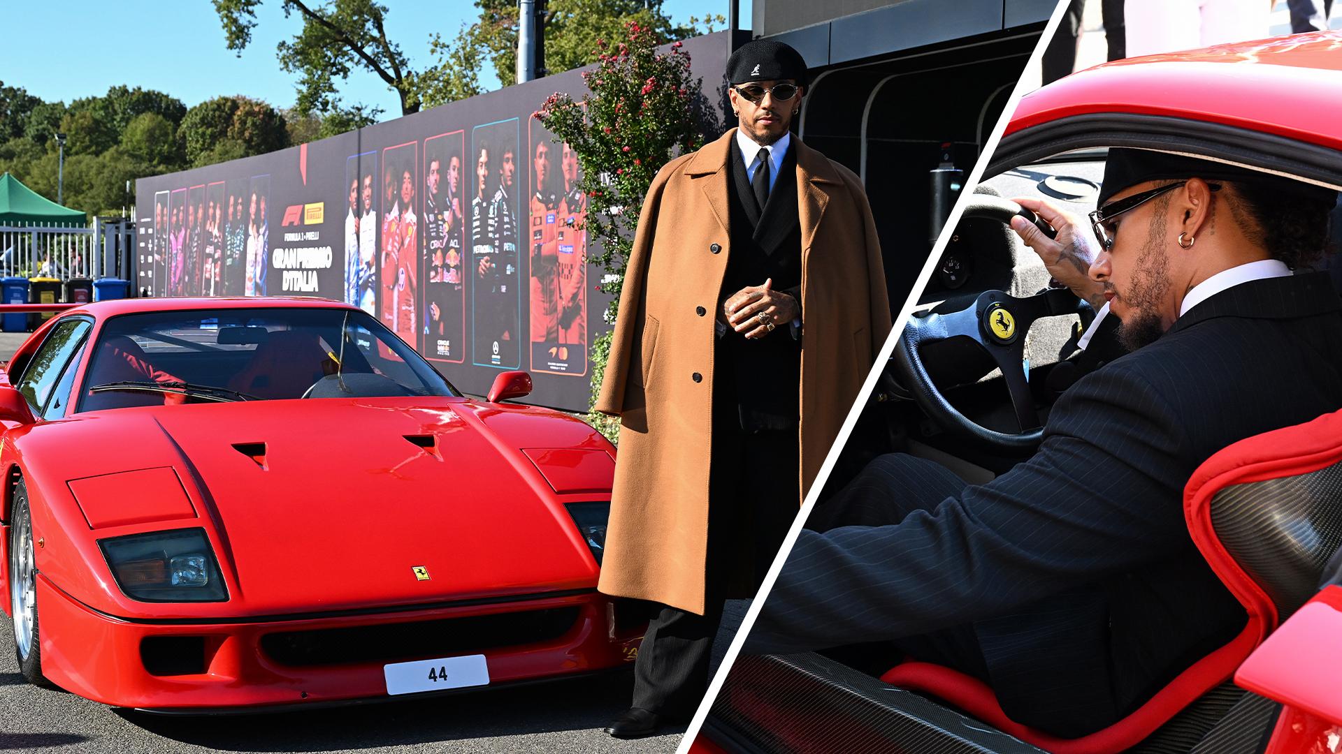 Hamilton arrives in 'iconic' Ferrari F40 for Italian Grand Prix weekend
