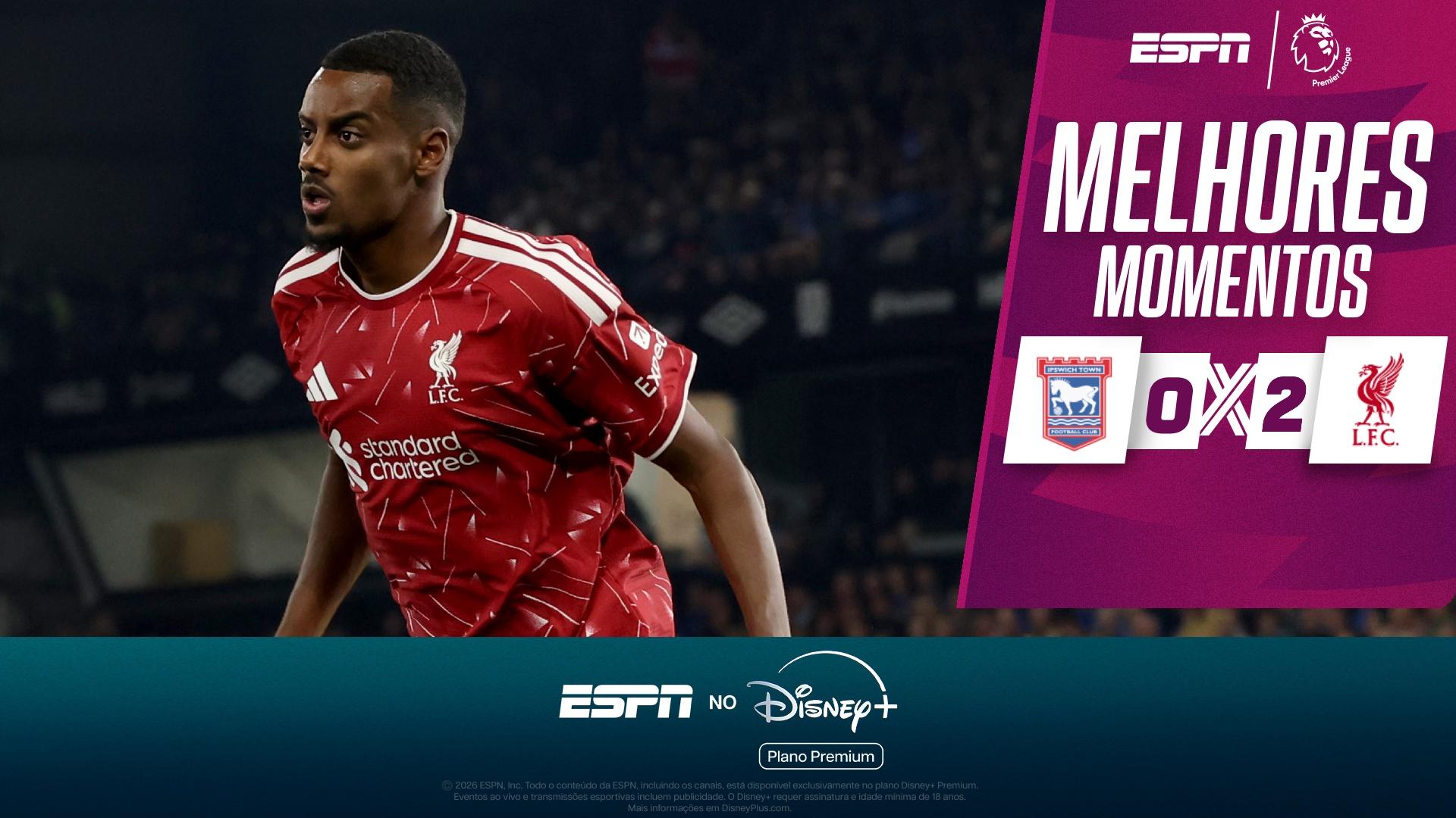 Isak e Gakpo brilham contra o Ipswich, e Liverpool vence a primeira na Premier League; VEJA os melhores momentos