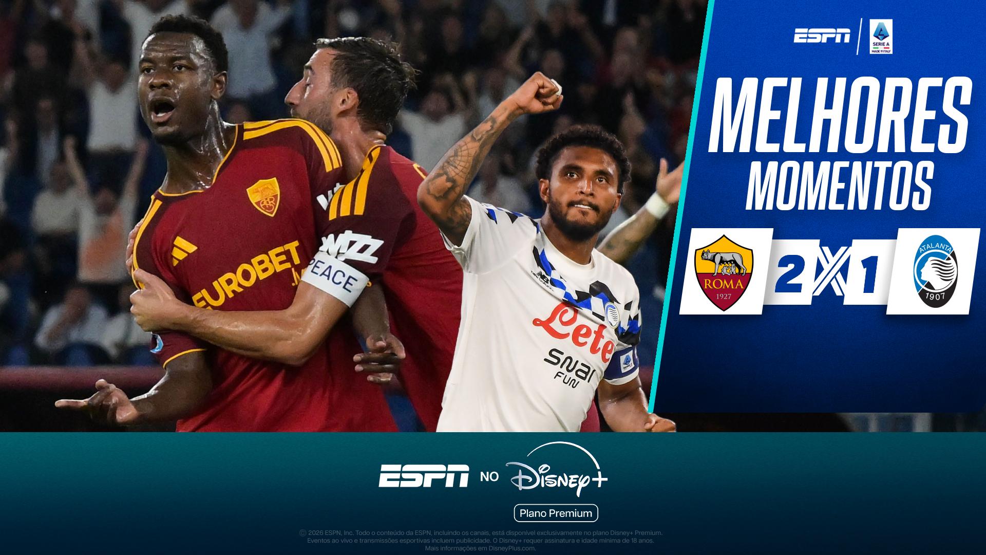 Éderson marca golaço, mas, Atalanta sofre virada da Roma no apagar das luzes pelo Campeoanato Italiano; VEJA os melhores momentos