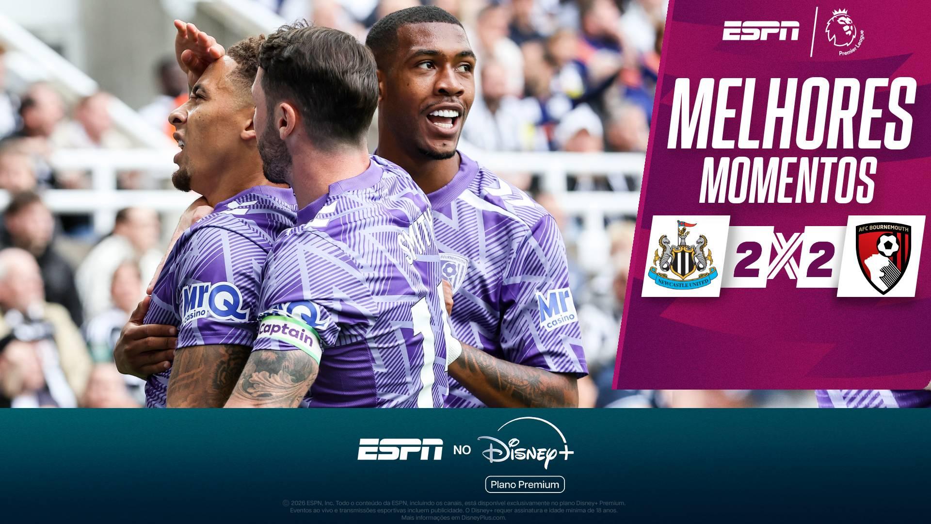 Newcastle busca empate contra o Bournemouth em jogo apagado de Rayan; VEJA os melhores momentos