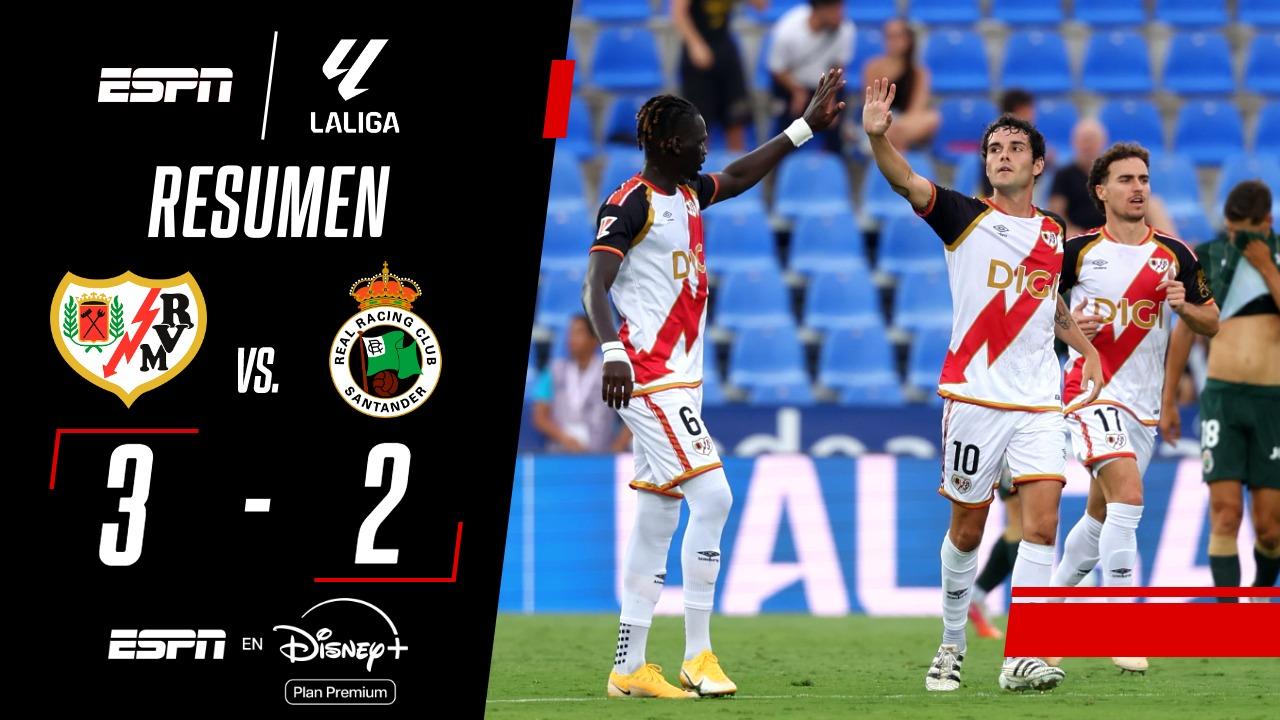 ¡En un partidazo, Rayo Vallecano se lo dio vuelta a Racing Santander con doblete de Camello!