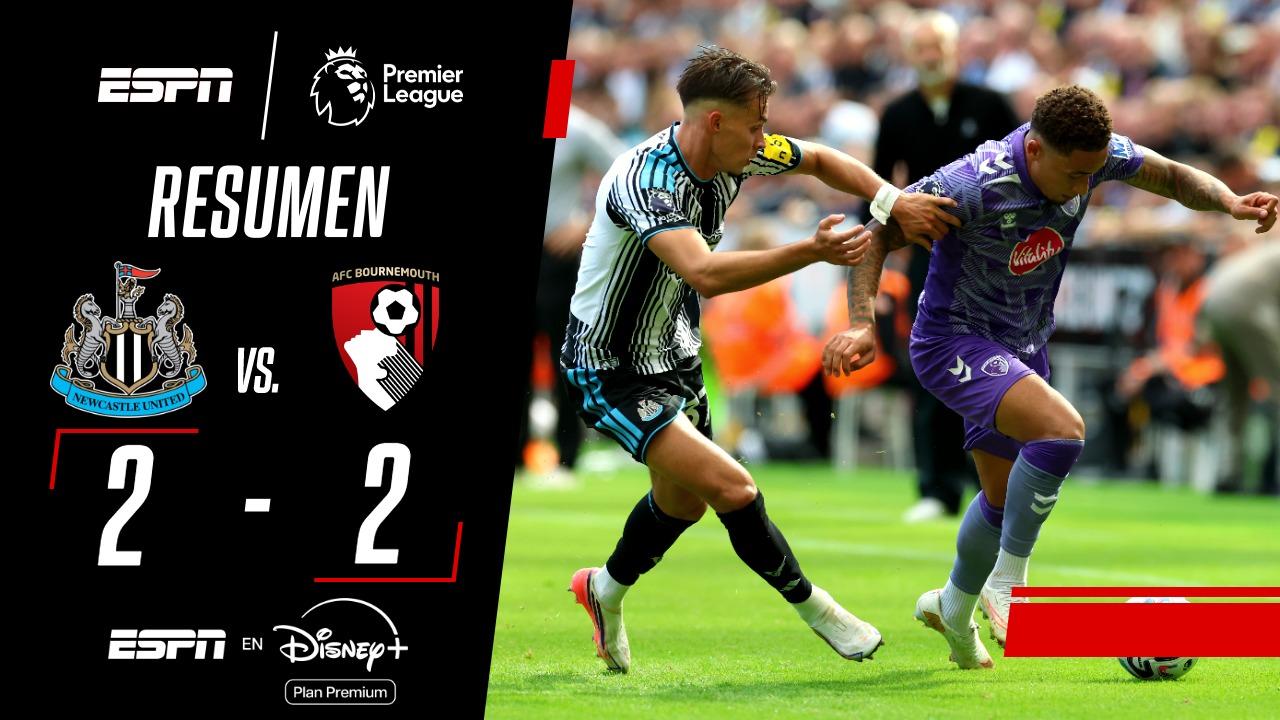 Newcastle y Bournemouth empataron 2-2 en un partidazo