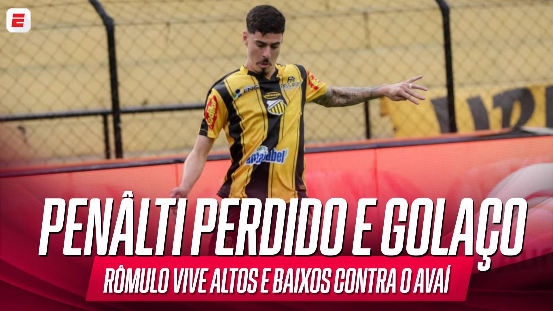 Rômulo vai de pênalti perdido a golaço de cobertura contra o Avaí na Série B; VEJA