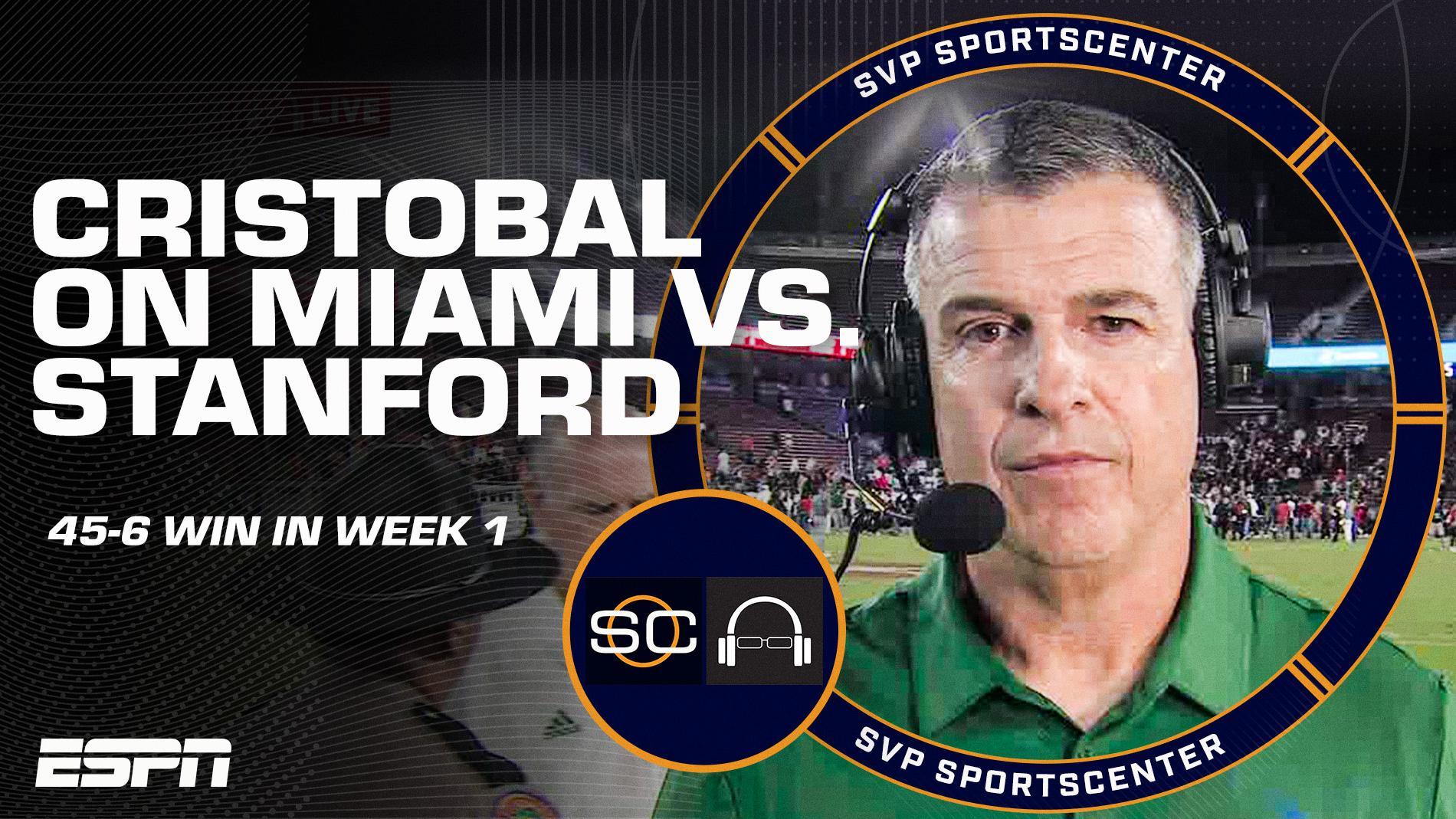 ‘The sky is the limit’ - Mario Cristobal on Miami’s DOMINANT win over Stanford