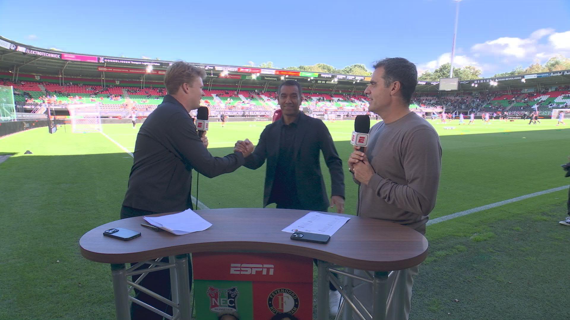 Feyenoord-trainer Giovanni van Bronckhorst voorafgaand aan het duel tussen N.E.C. en Feyenoord.