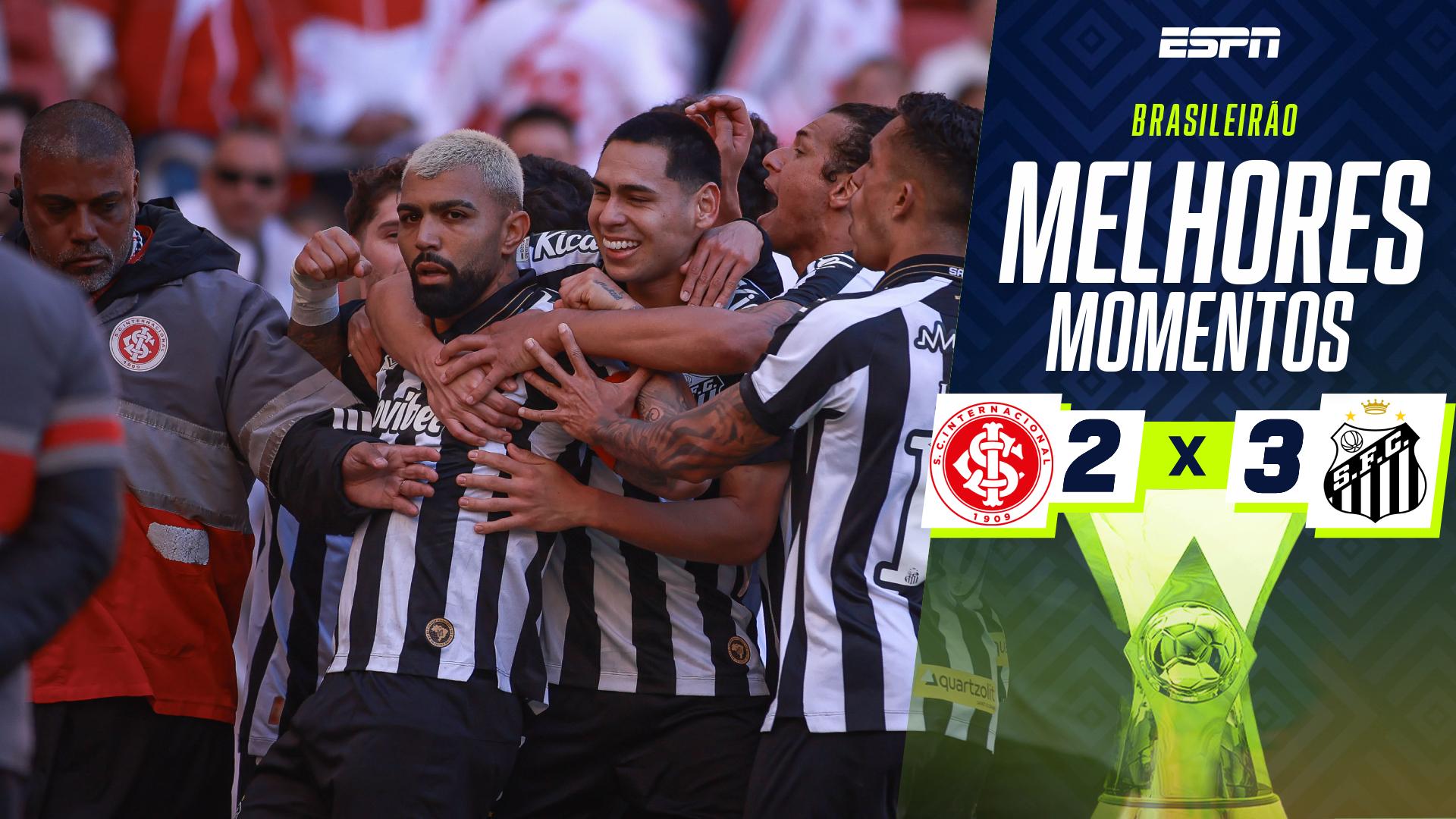 Santos passa susto com um a mais, mas segura pressão do Inter e vence com dois de Gabigol; VEJA como foi