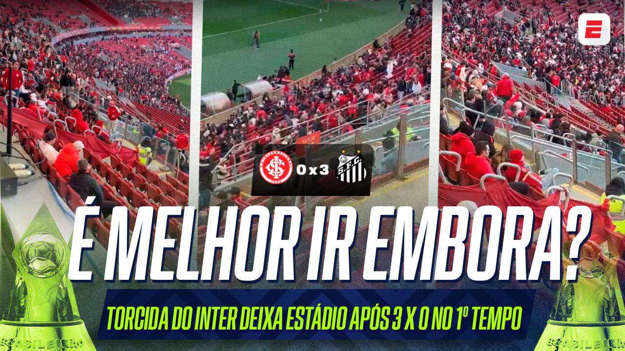 Torcedores do Inter começam a deixar o Beira-Rio após 3º gol do Santos; VEJA
