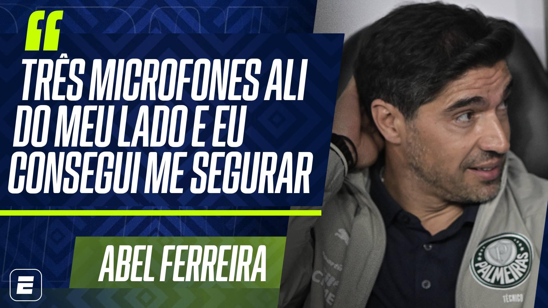 Abel ironiza microfones após efeito suspensivo: 'Hoje tinham três ali prontinhar para eu chutar, não vou mudar'