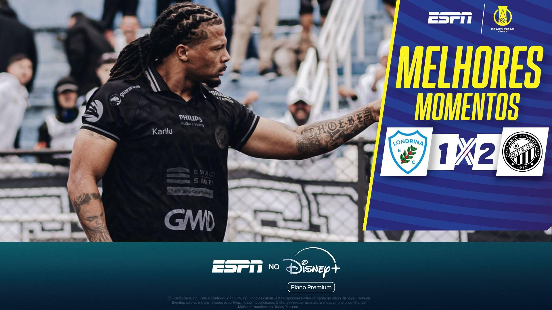 Boschilia marca nos acréscismos, e Operário-PR vence Londrina na Série B; VEJA os melhores momentos