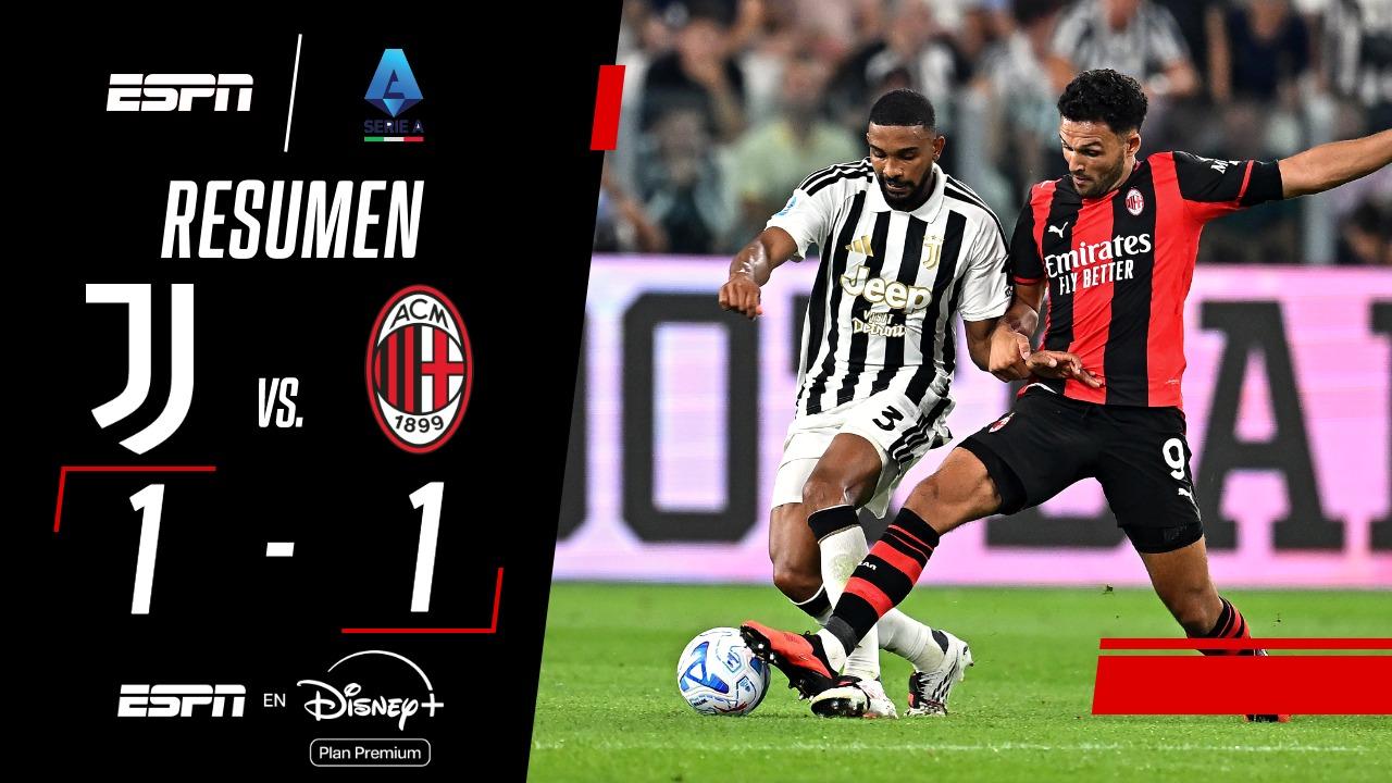 Juventus y Milan igualaron 1-1 en la Serie A