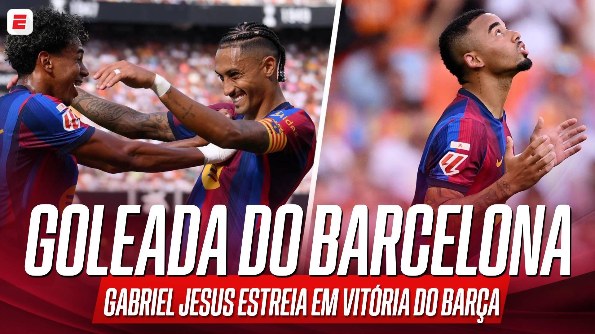 Show de Raphinha e Yamal! Barcelona goleia Valencia em estreia de Gabriel Jesus; VEJA como foi