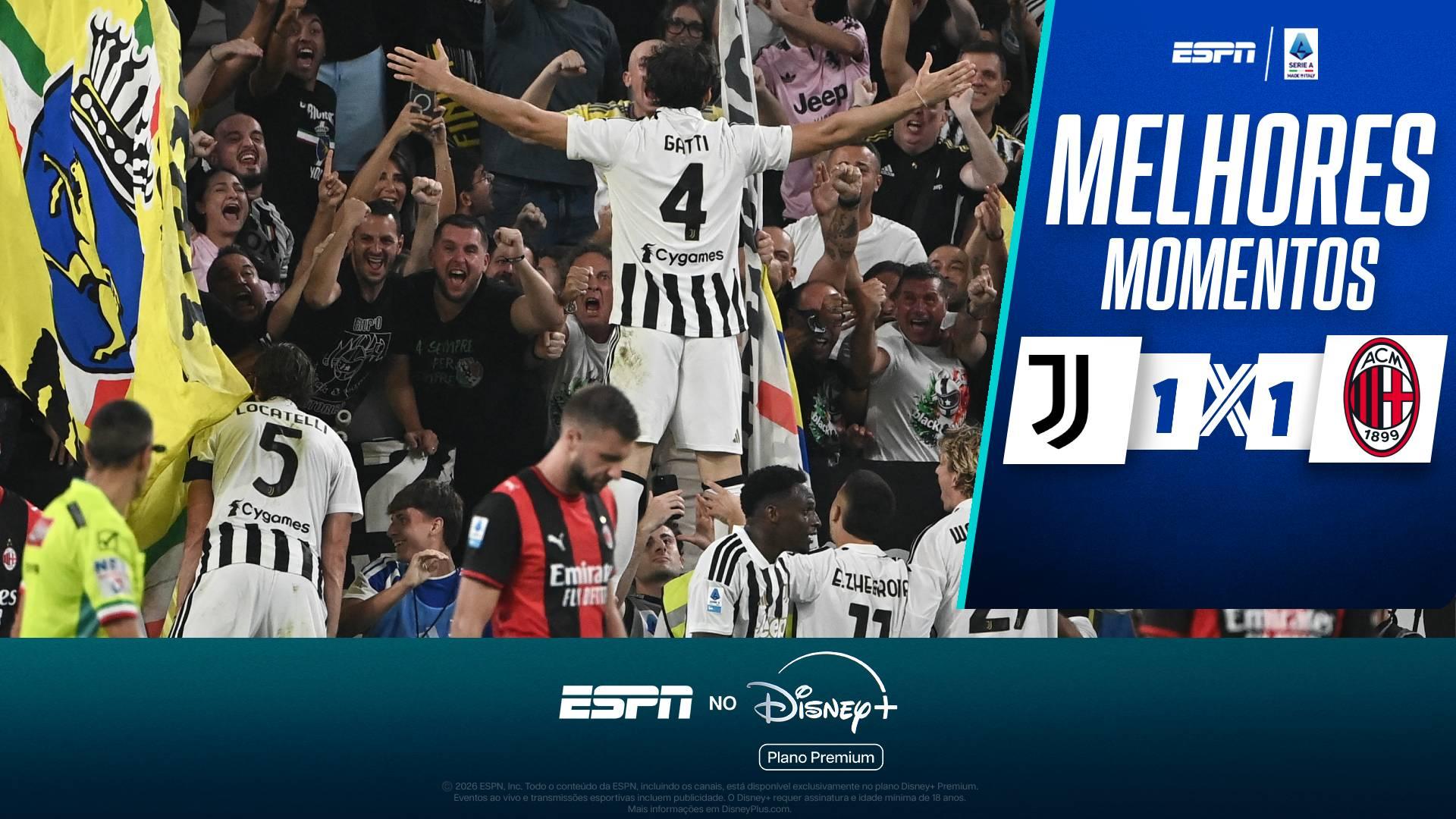 Juventus busca empate no fim e segura o Milan em clássico pelo Campeonato Italiano; VEJA os melhores momentos