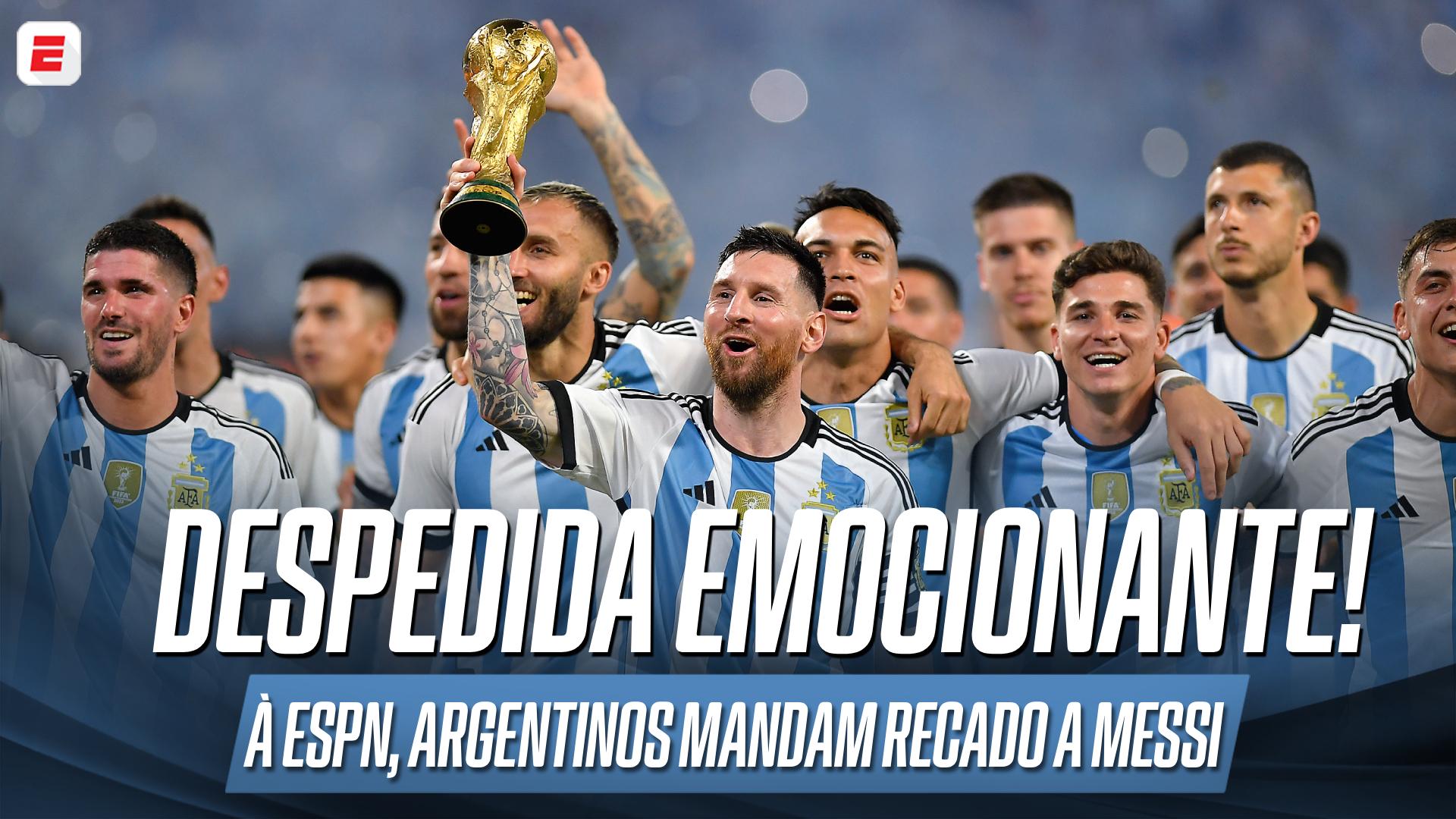 À ESPN, torcedores argentinos mandam mensagens a Messi após craque se aposentar da Seleção; VEJA