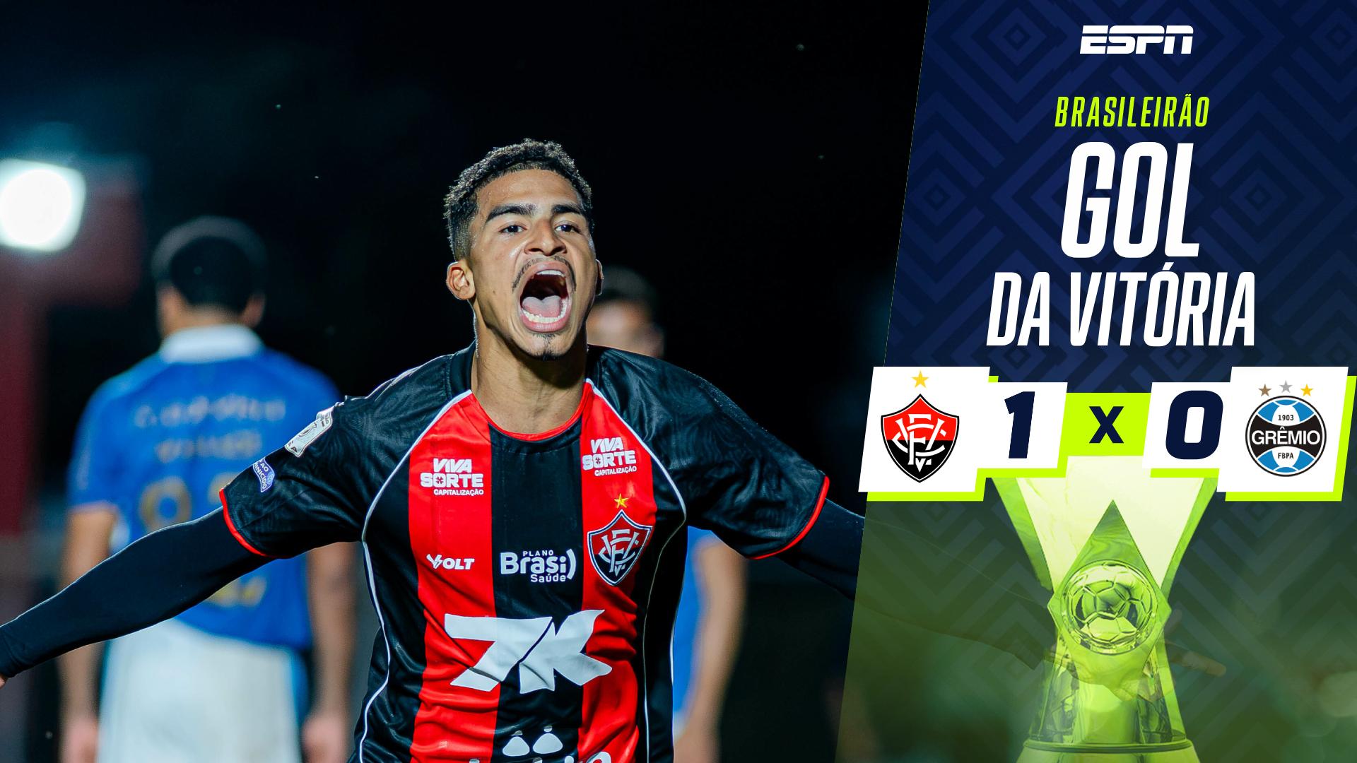 Vitória vence Grêmio por 1 a 0 e mantém rival 'coladinho' no Z-4 do Brasileirão; VEJA gol