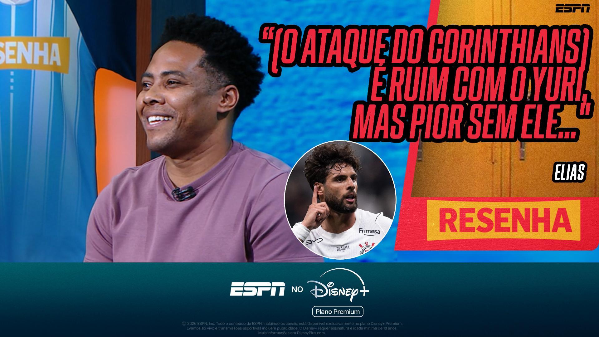 Elias brinca sobre ataque do Corinthians após lesão de Yuri Alberto: 'Ruim com ele, pior sem ele'