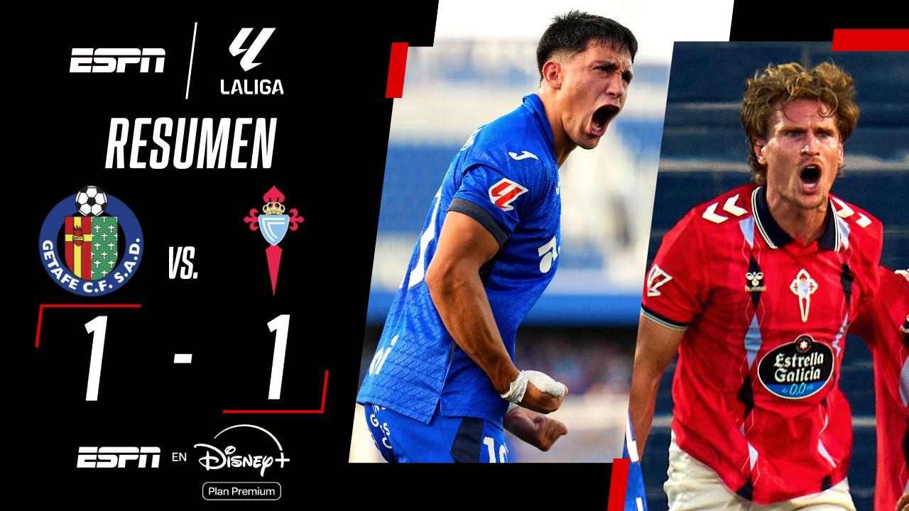Satriano marcó y Zaid Romero fue expulsado en la igualdad de Getafe ante Celta