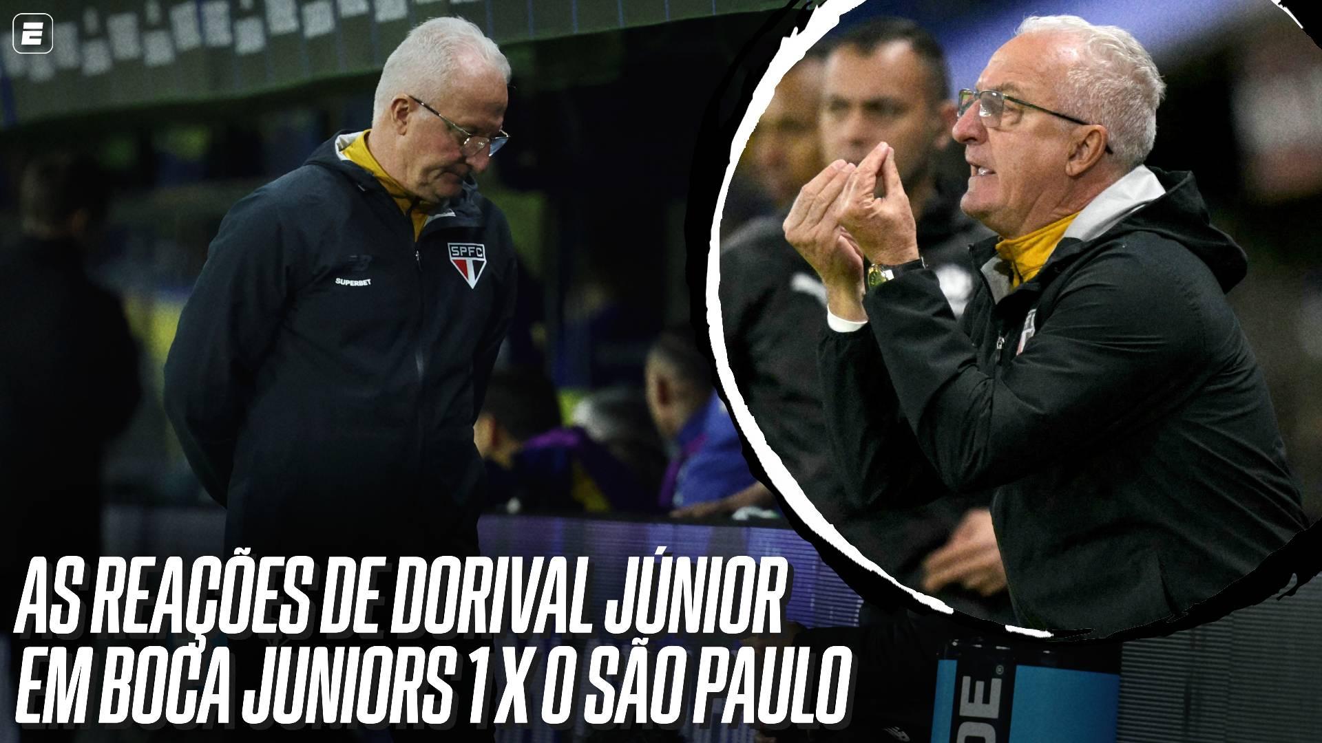 As reações de Dorival Júnior na derrota do São Paulo para o Boca na Sul-Americana; VEJA
