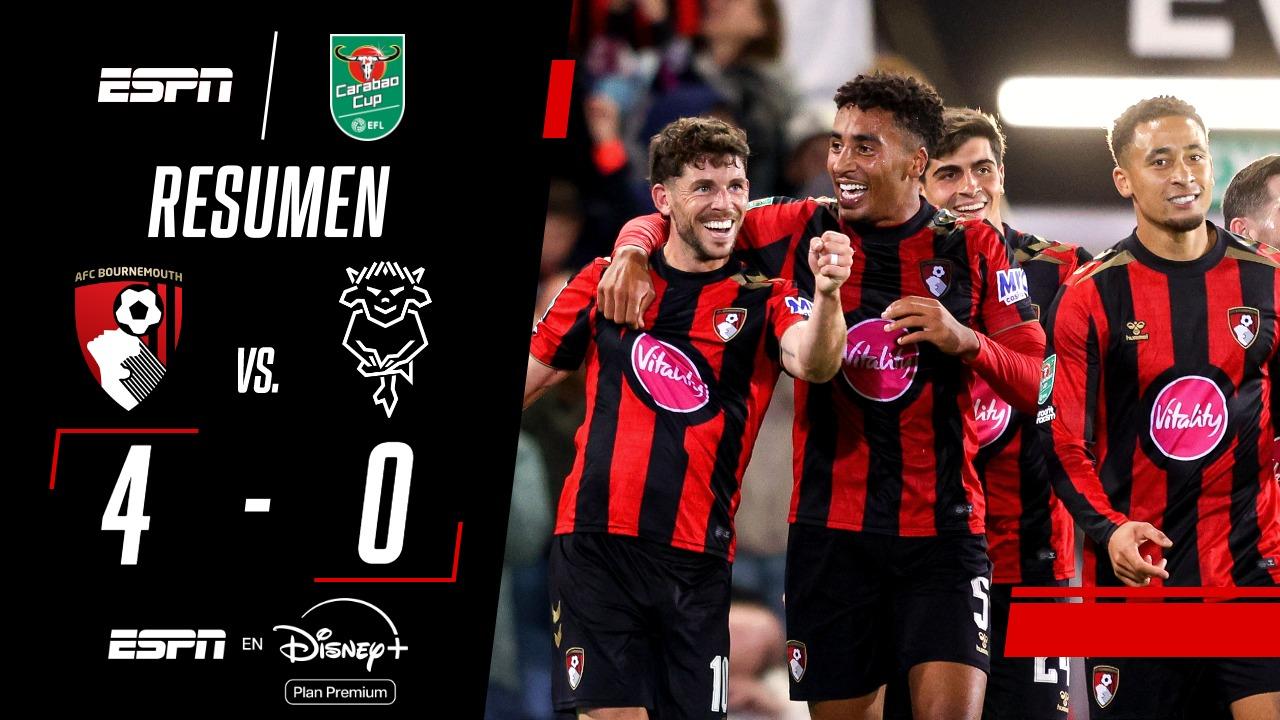 ¡El Bournemouth goleó al Lincoln en la Carabao Cup!