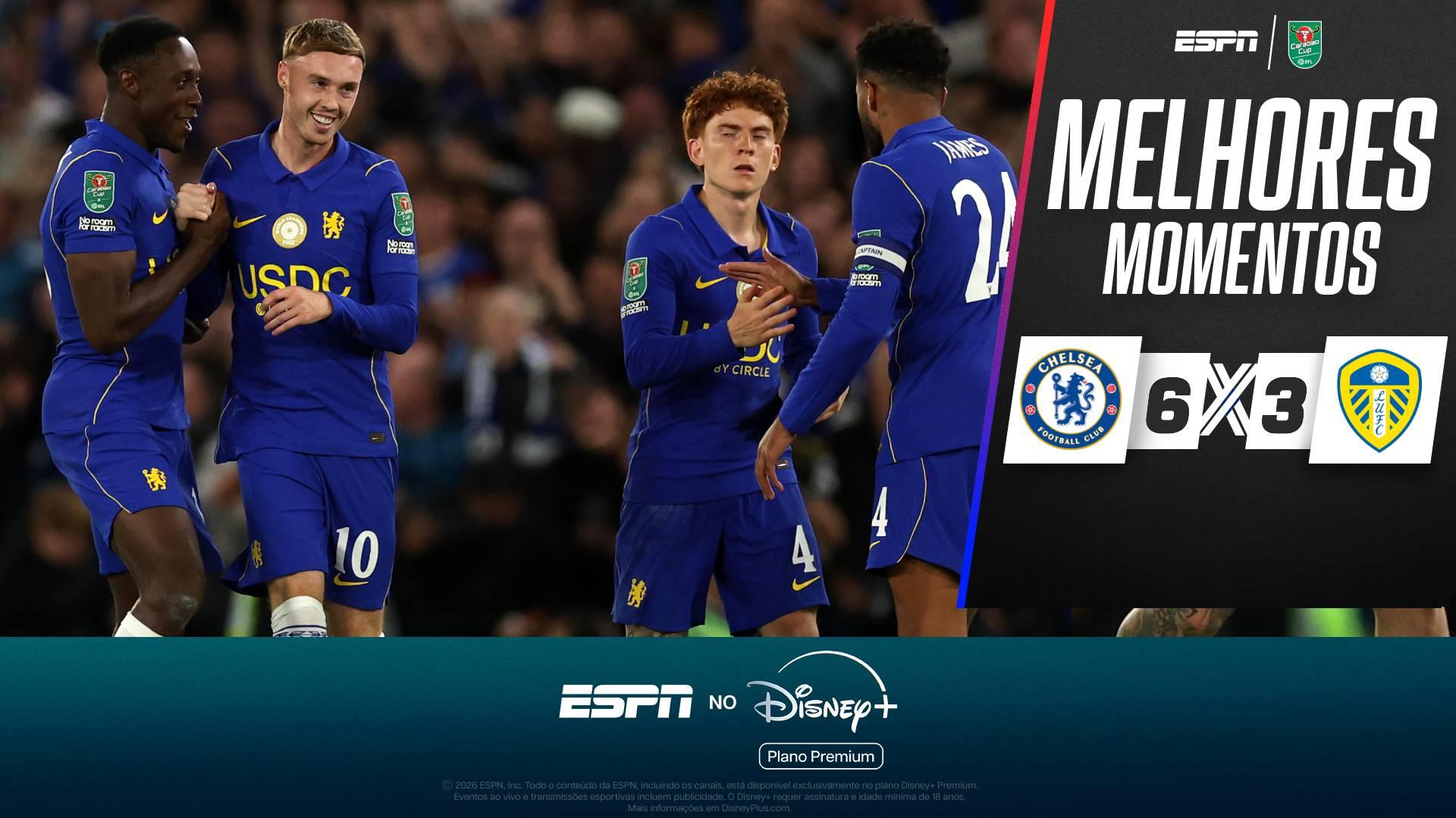 Cole Palmer faz dois, Chelsea vira contra o Leeds em jogo maluco de nove gols e avança na Copa da Liga Inglesa; VEJA como foi