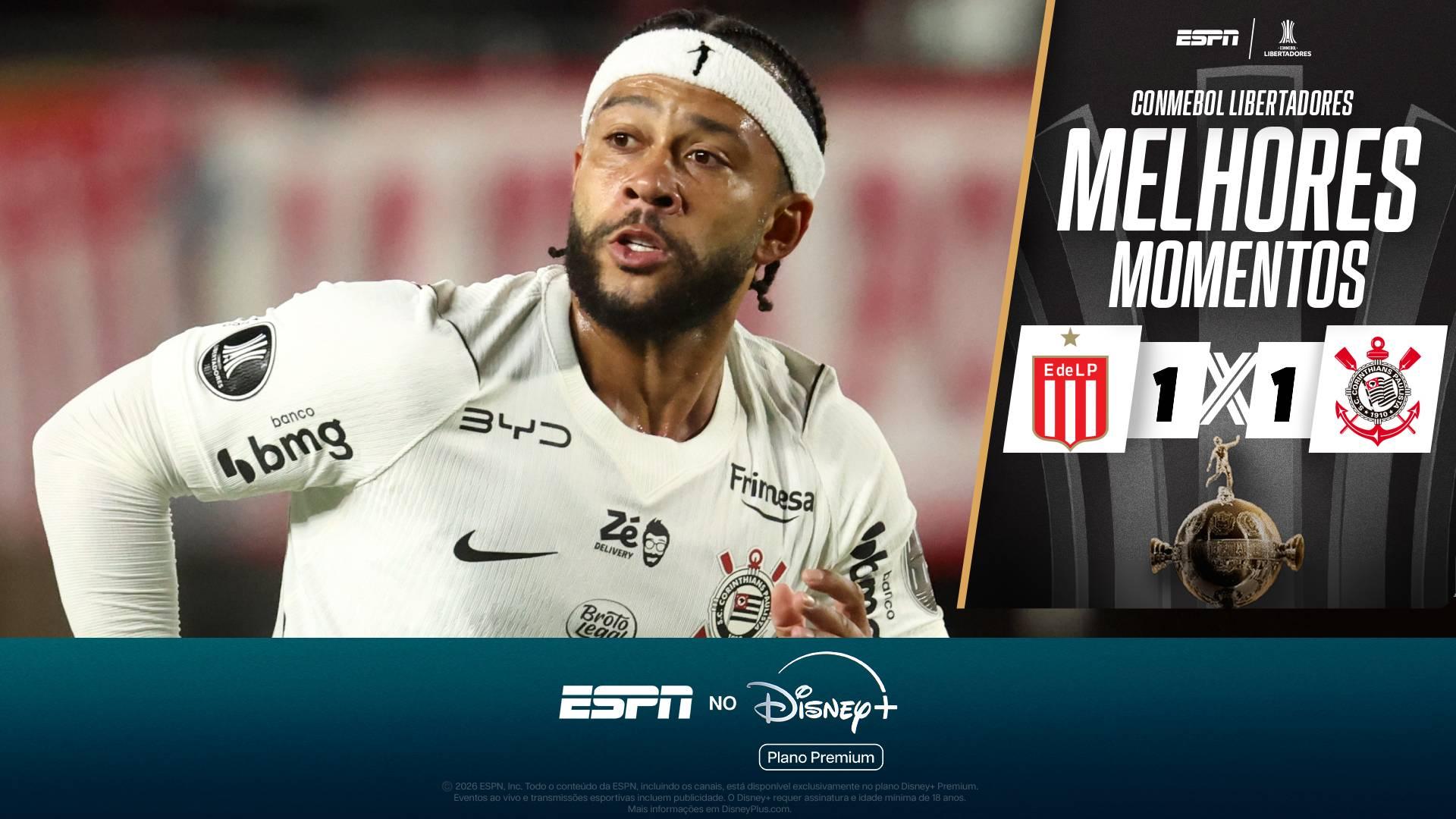 Corinthians sai atrás, mas reage e busca empate com o Estudiantes fora de casa pela Libertadores; VEJA como foi