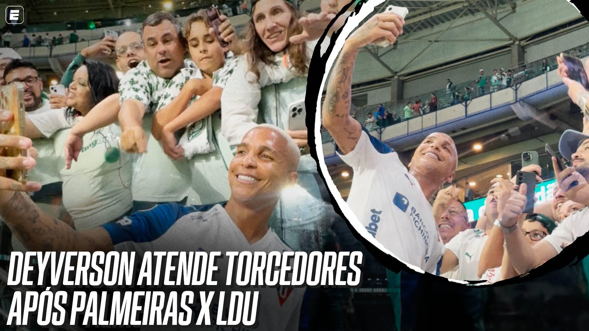Deyverson muito tietado! Jogador, agora na LDU, atende torcida do Palmeiras após duelo pela Libertadores