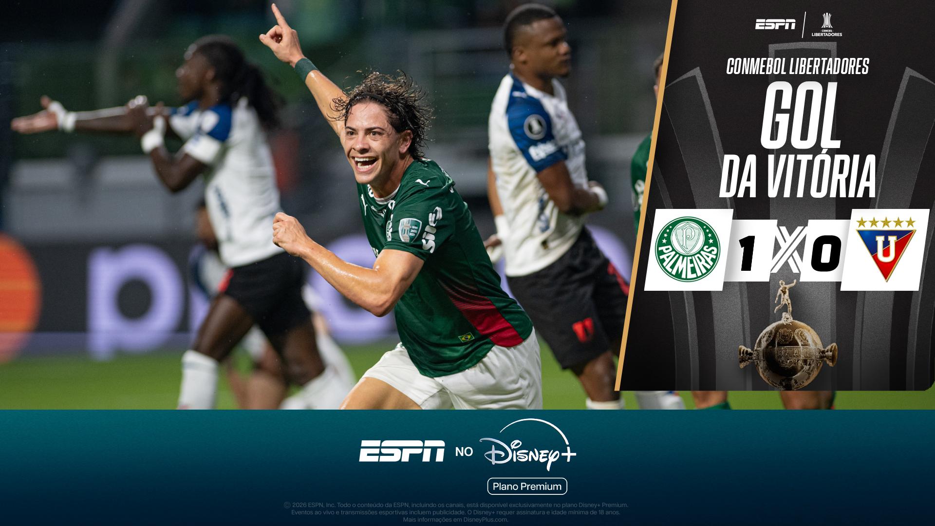 O gol de Giay que garantiu a vitória do Palmeiras sobre a LDU na Libertadores
