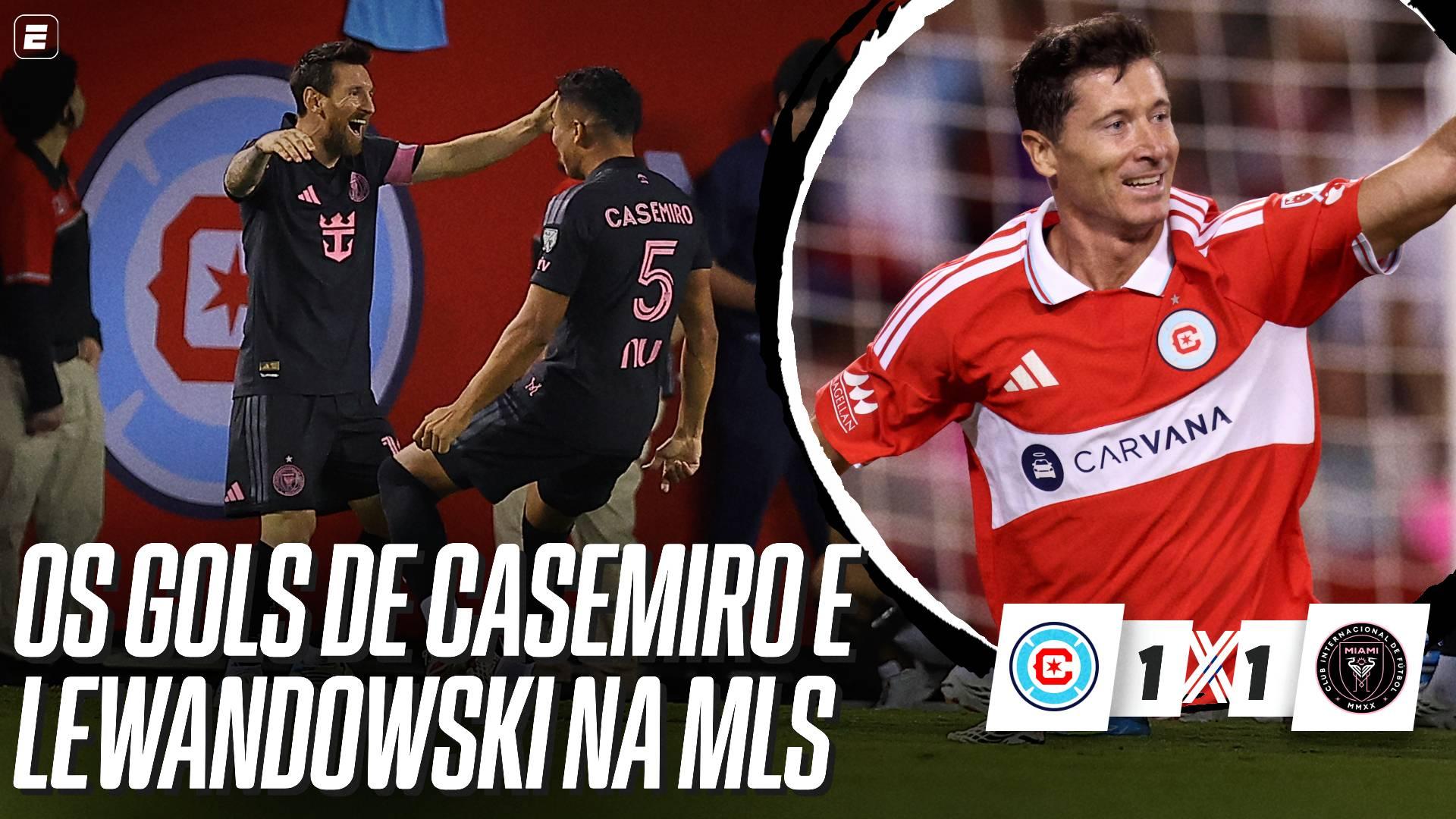 Messi dá assistência para Casemiro, Lewandowski também marca, e Chicago Fire e Inter Miami empatam na MLS; VEJA os gols