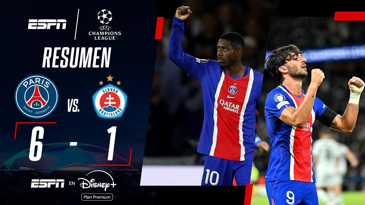 PSG comenzó la Champions con una goleada ante el Slovan Bratislava