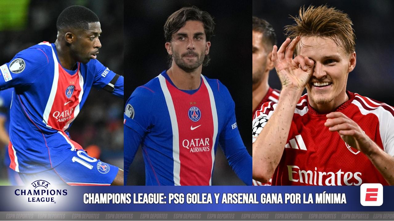 Champions League: PSG golea y Arsenal gana por la mínima