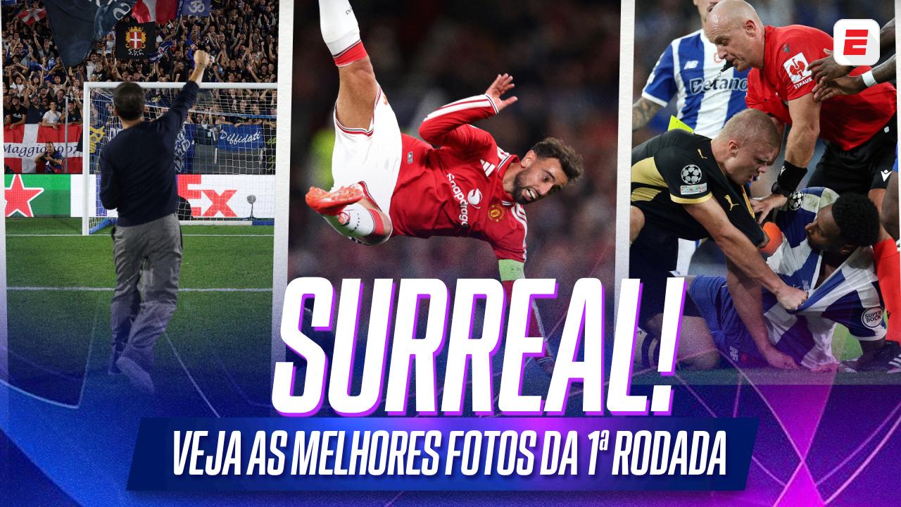 De 'confusão com Haaland' a 'Bruno Fernandes parando no ar': VEJA as melhores fotos da 1ª rodada da Champions