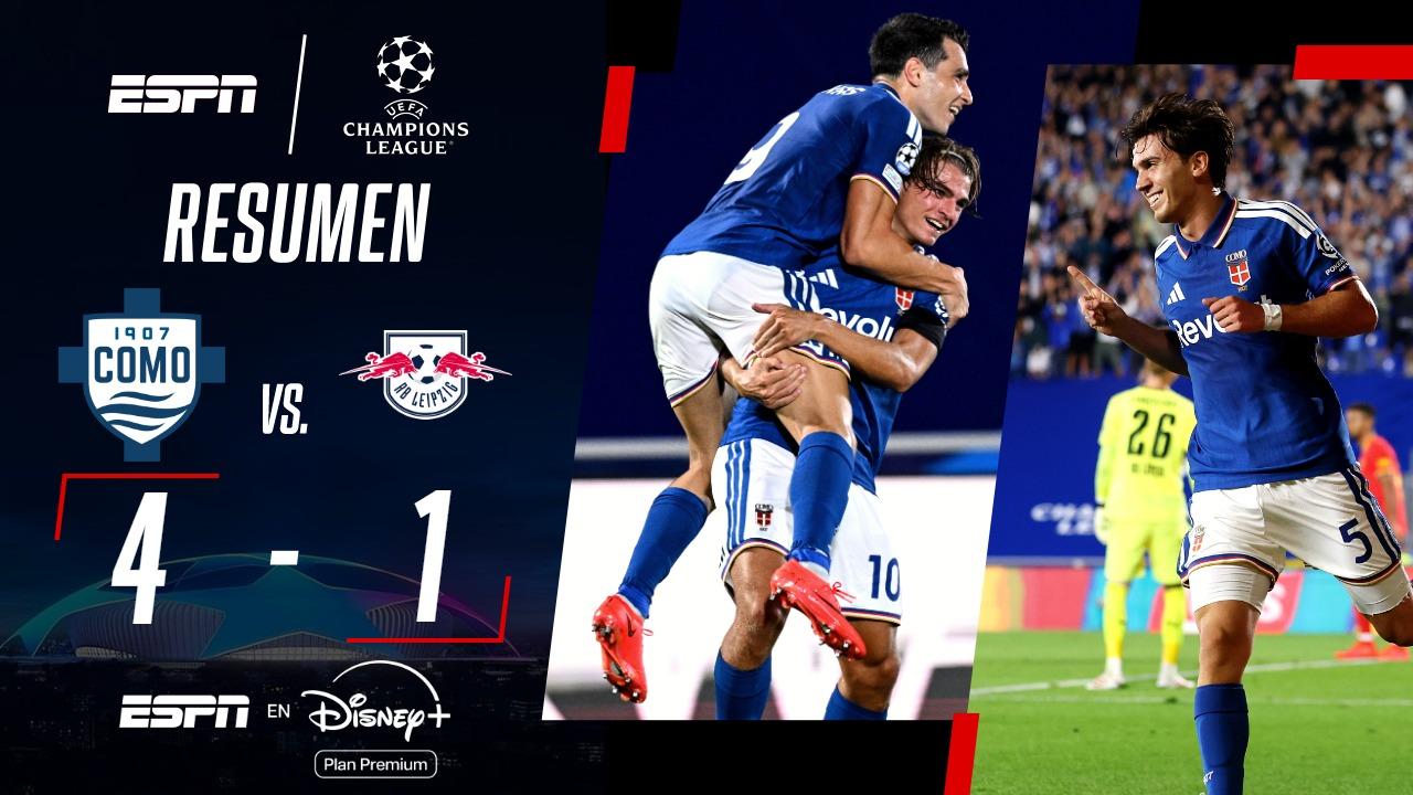Con gol de Perrone, Como arrancó la Fase Liga con una goleada ante el Leipzig de Demichelis