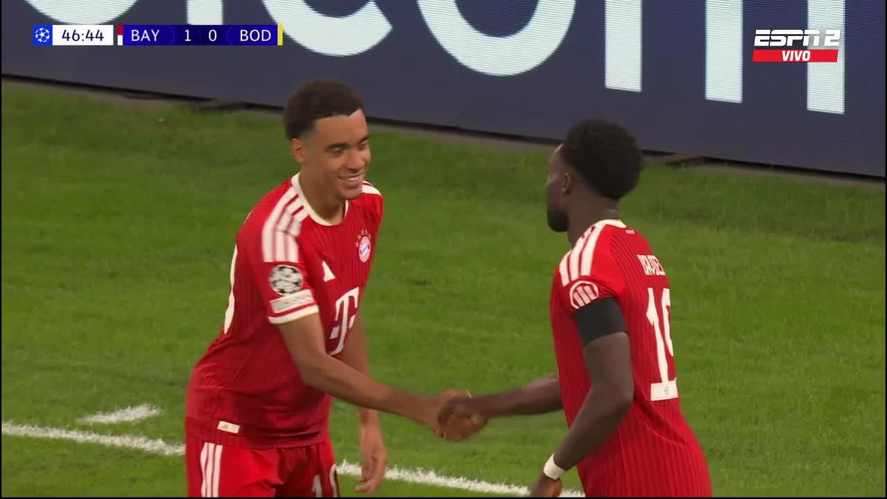 ¡Derechazo cruzado de Musiala y ventaja para Bayern Munich!
