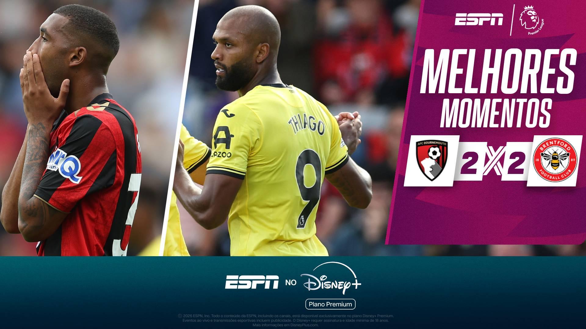 Com gols perdidos de Rayan e atuação apagada de Igor Thiago, Bournemouth e Brentford empatam por 2 a 2 na Premier League; VEJA melhores momentos