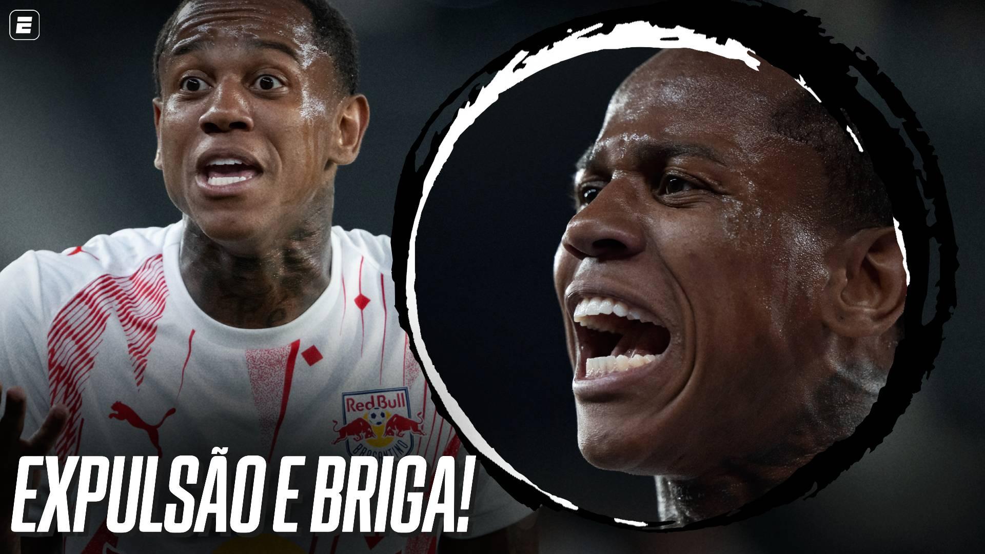 Wallace Yan é expulso de Botafogo x Bragantino, chora muito e provoca com 'chororô' e tatuagem do Flamengo; VEJA