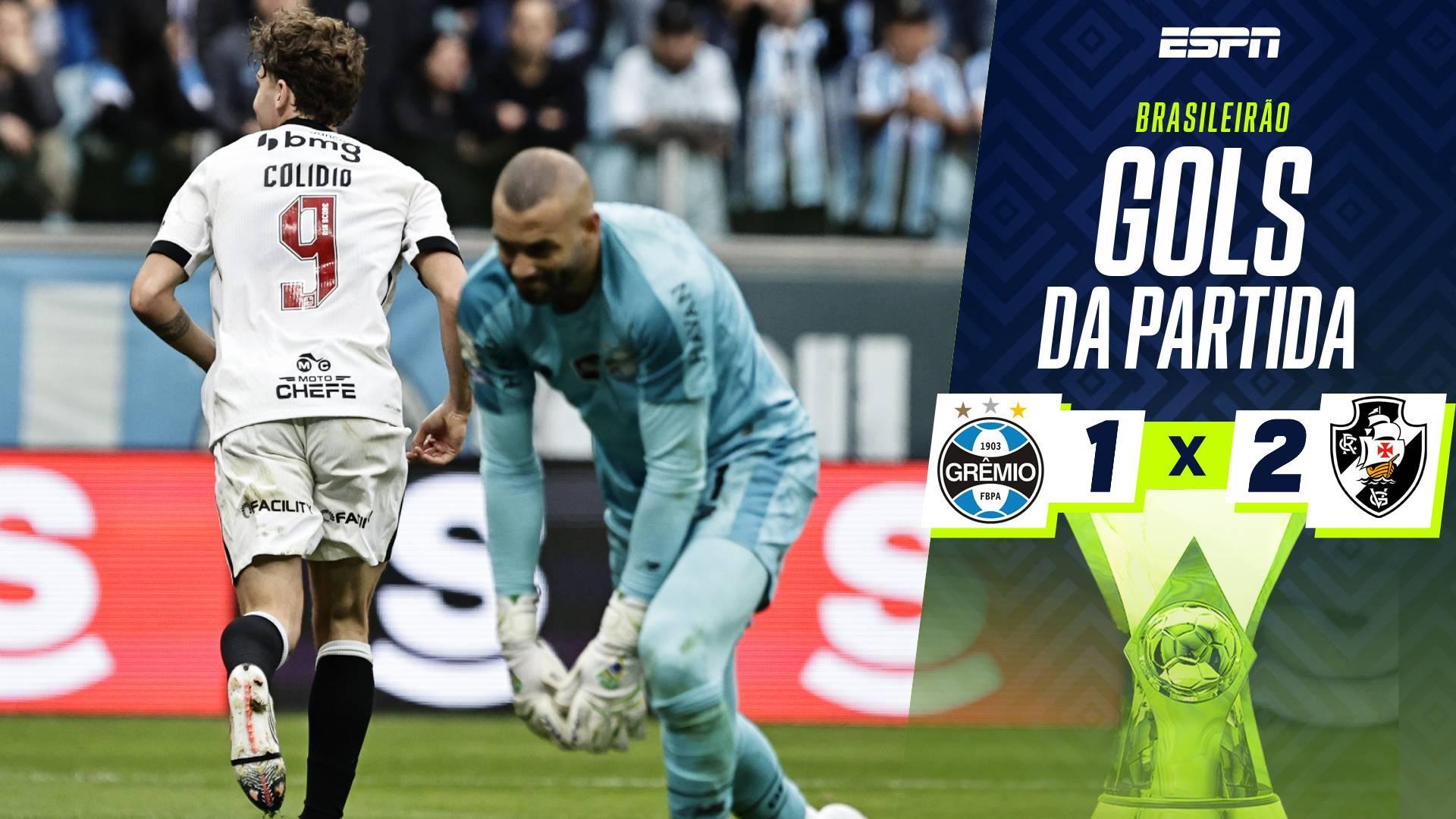 Grêmio perde de virada para o Vasco em casa no Brasileirão; VEJA os gols