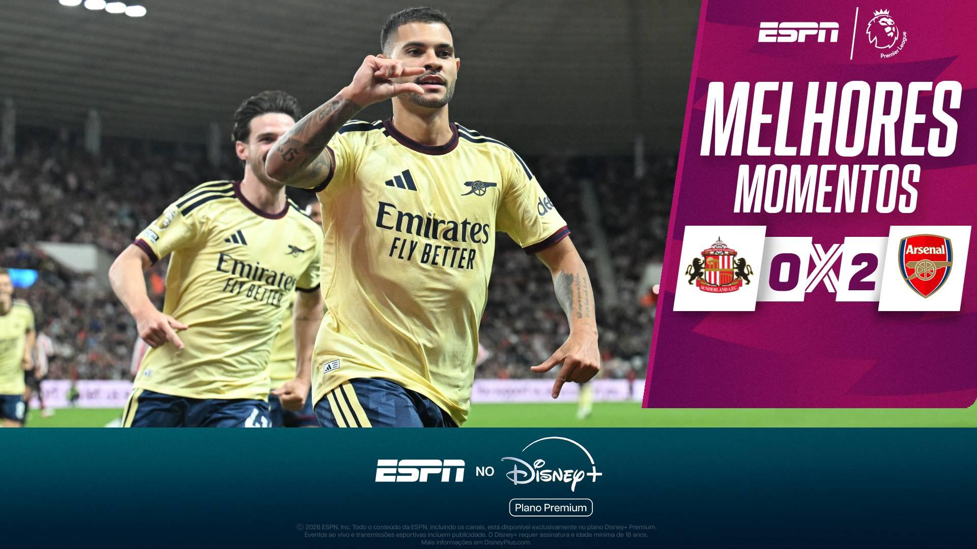 Bruno Guimarães faz golaço, Arsenal vence o Sunderland e segue embalado na Premier League; melhores momentos