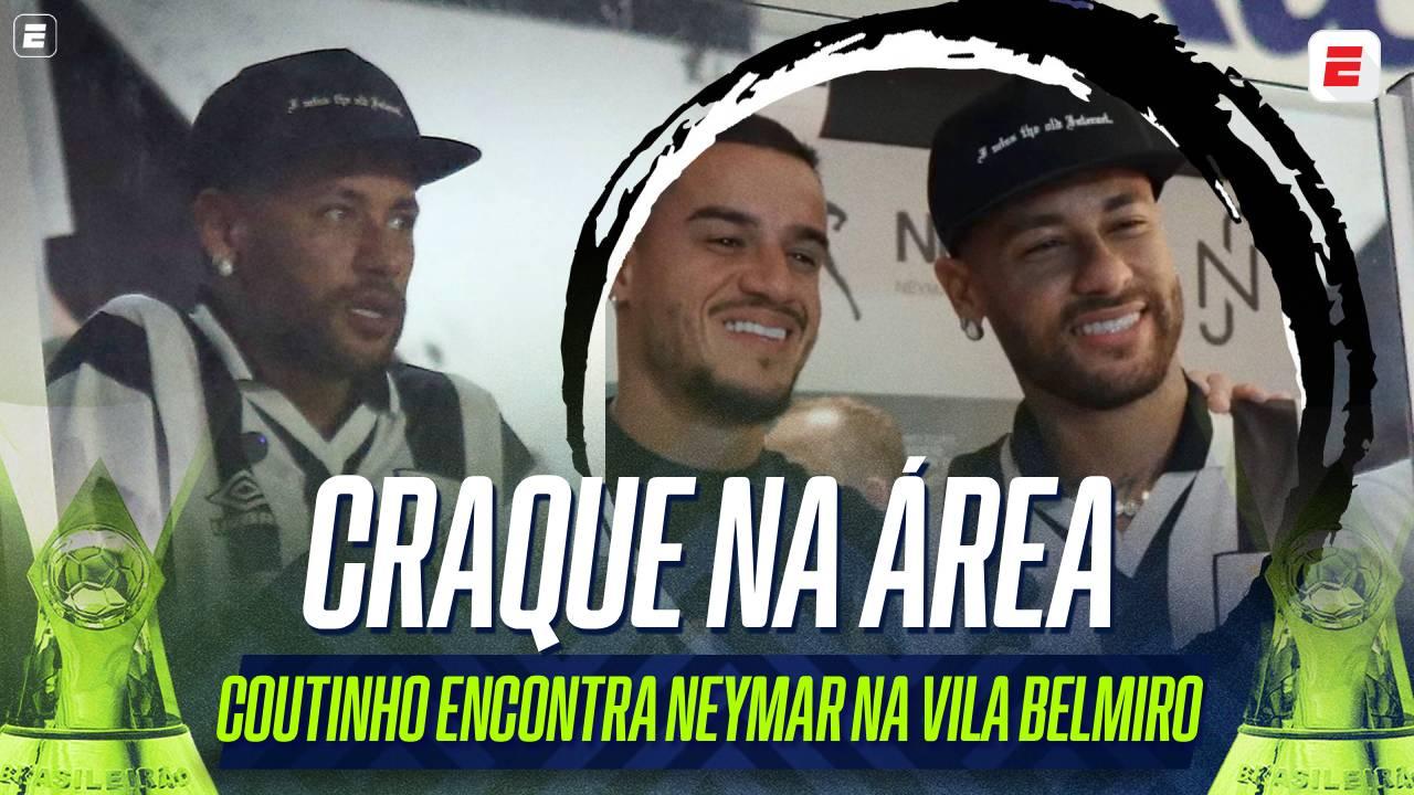 Reforço 'anunciado' por Neymar, Coutinho vai à Vila Belmiro e encontra o craque em Santos x Cruzeiro; VEJA
