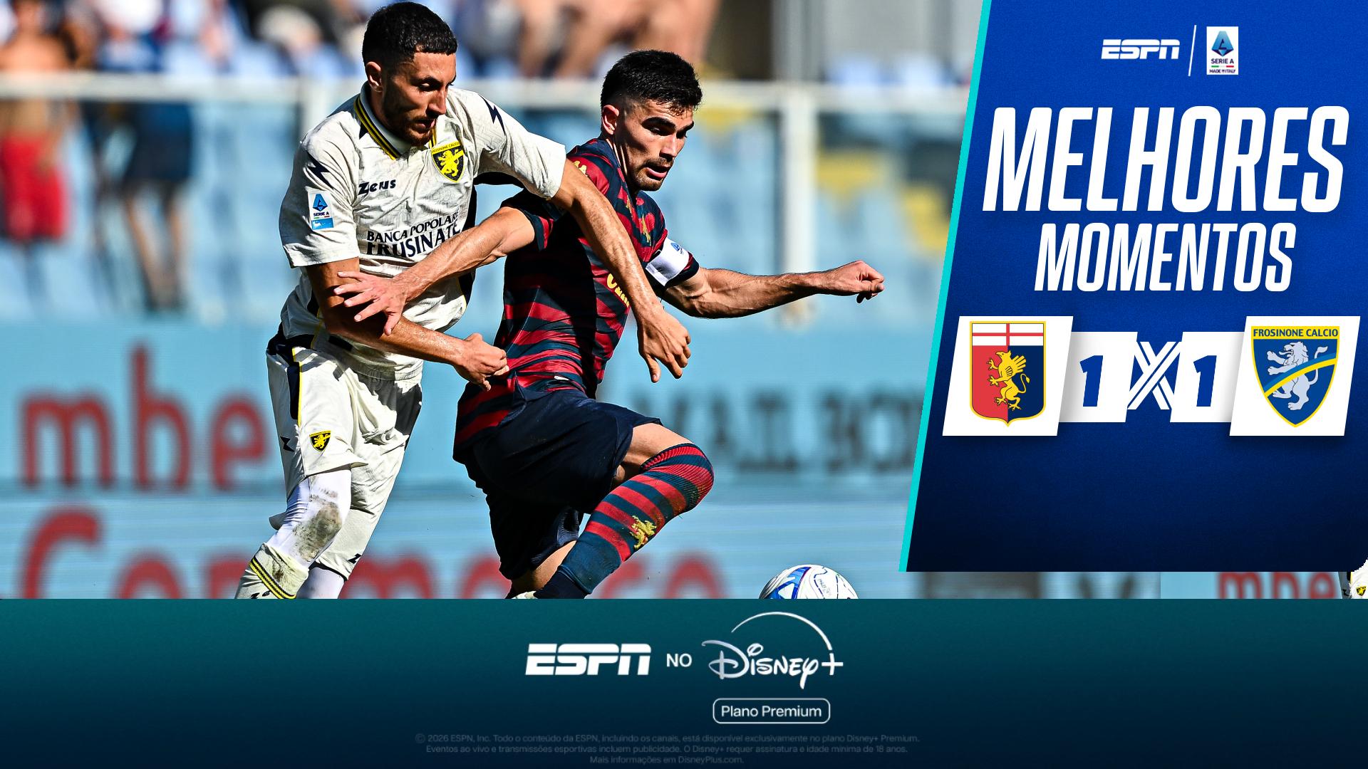 Genoa e Frosinone empatam em 1 a 1 pelo Campeonato Italiano; melhores momentos