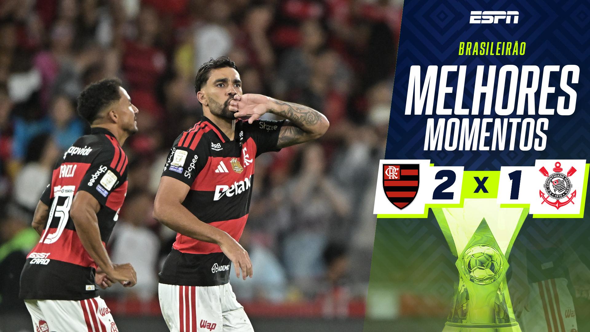 Bruno Henrique decide, Flamengo vence o Corinthians e se mantém na liderança do Brasileirão; VEJA como foi