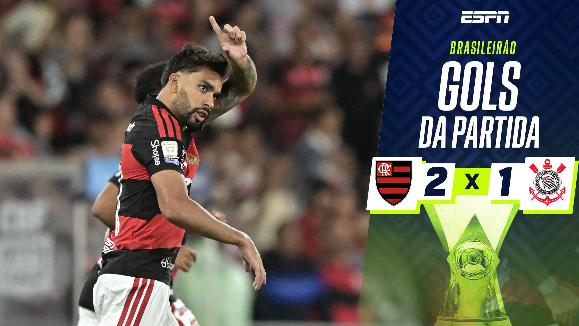 Flamengo 2 x 1 Corinthians: os gols que fizeram o Rubro-Negro se manter na liderança do Brasileirão