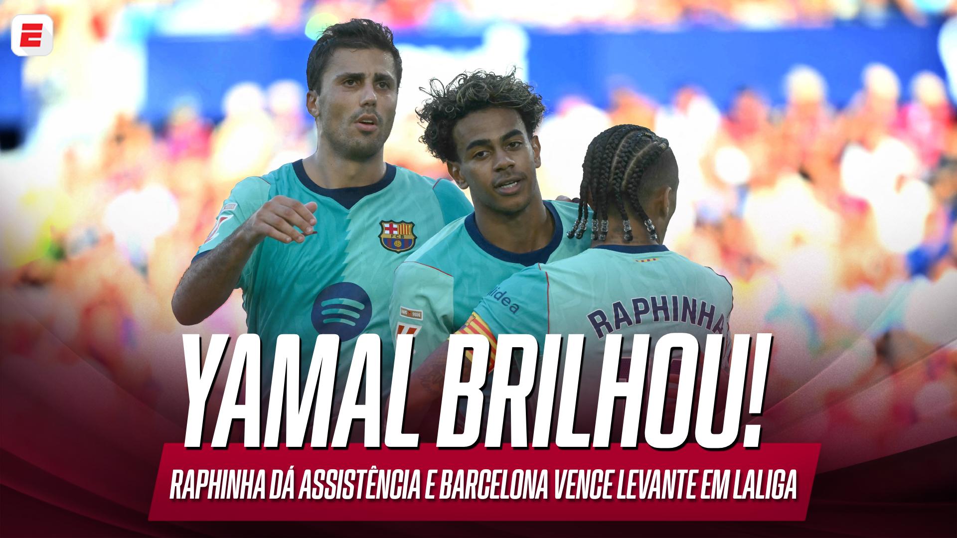 Yamal Brilha, Raphinha dá assistência e Barcelona vence Levante por 4 a 2 em LALIGA; VEJA como foi