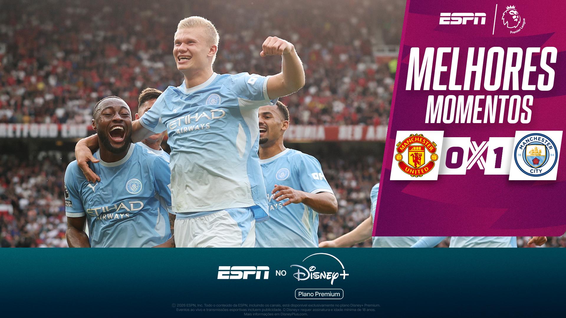 Haaland marca, e Manchester City vence United mesmo com um a menos desde o 1º tempo; VEJA os melhores momentos
