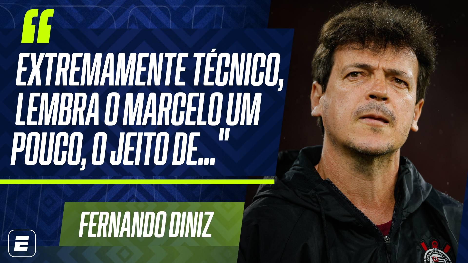 Fernando Diniz compara Bidu a Marcelo e projeta lateral do Corinthians na Seleção: 'Extremamente técnico'