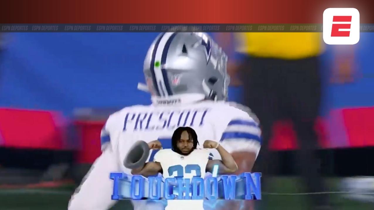 Javonte Williams atrapa el pase y consigue el touchdown
