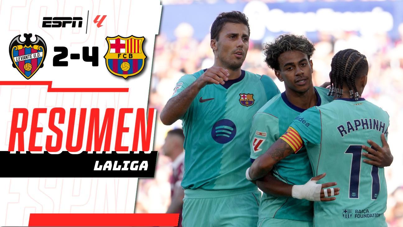¡Barcelona suma tres puntos tras vencer 4-2 al Levante!